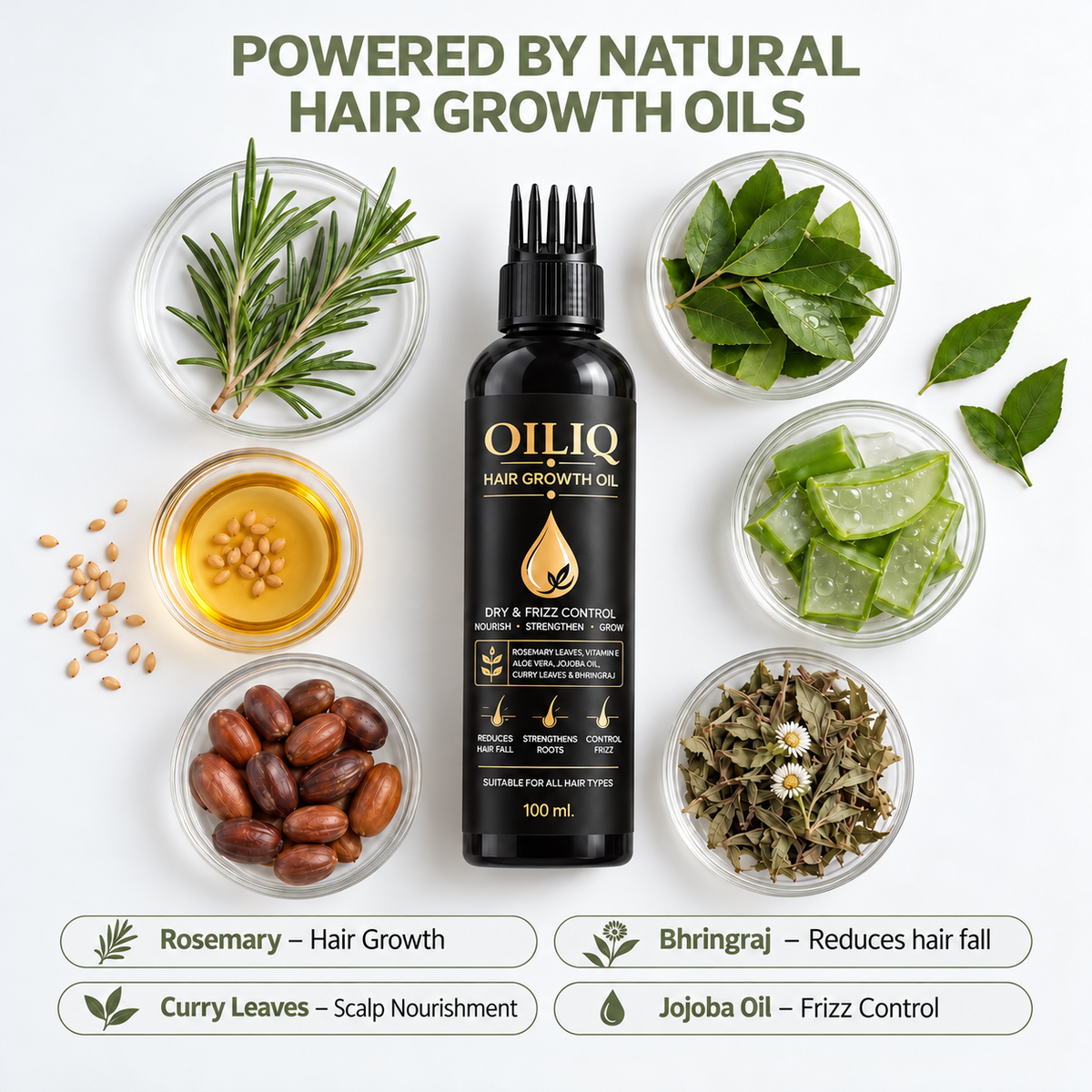 OILIQ Rosemary & Bhringraj Hair Oil | 100 ml